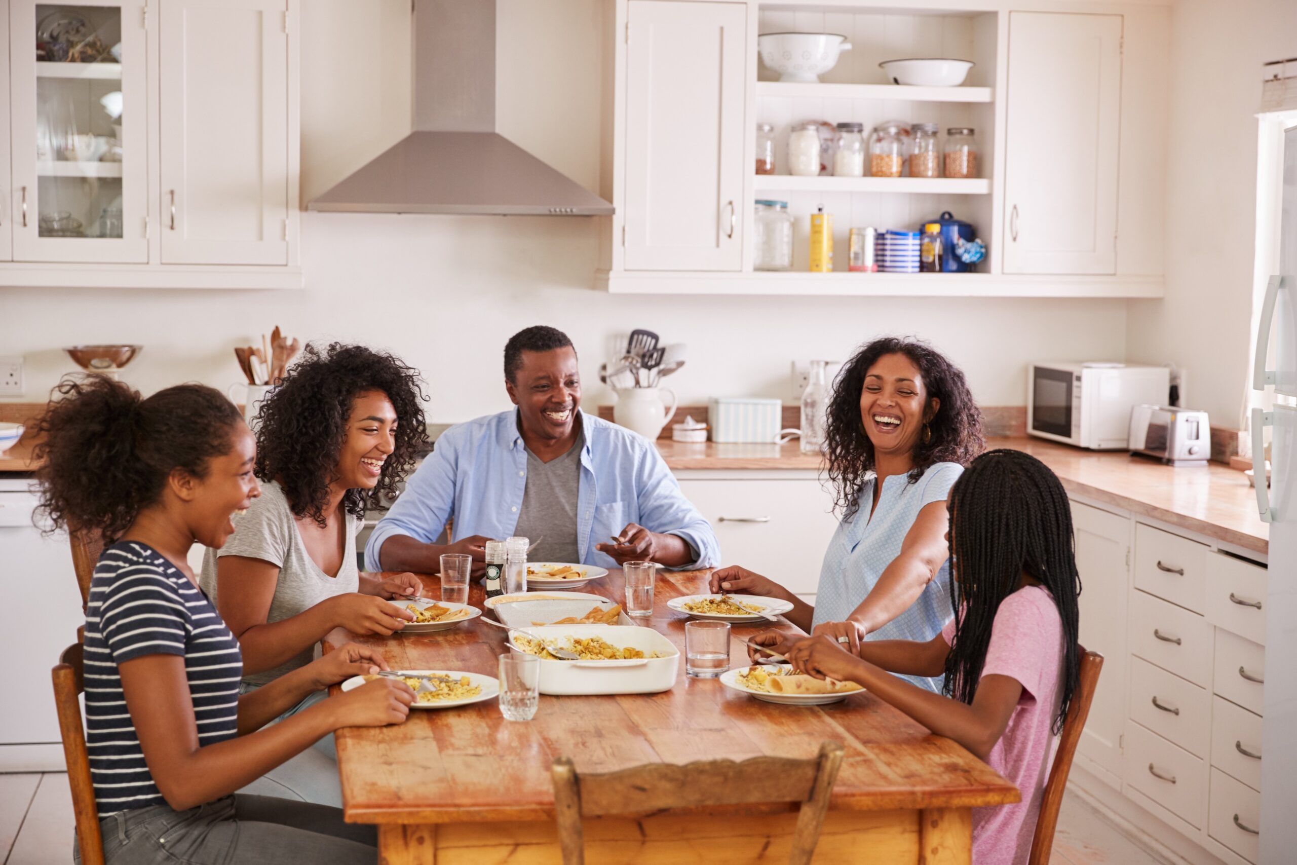 Family in kitchen